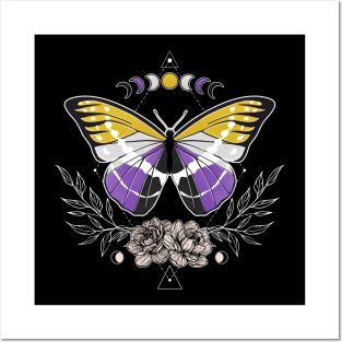 Nonbinary Butterfly LGBT Pride Flag Posters and Art